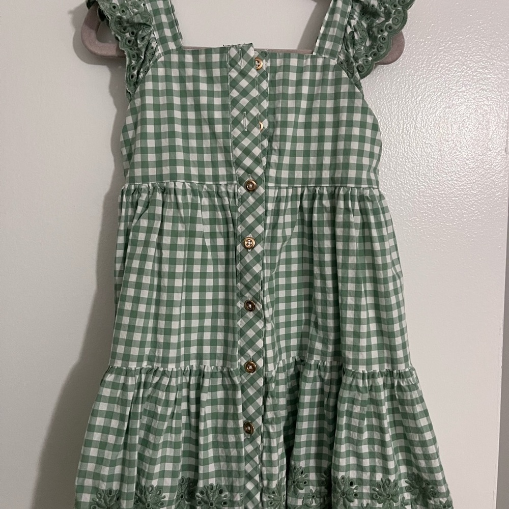 Green Gingham Kids Dress